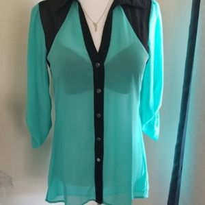 BKE RED sheer blouse Size S